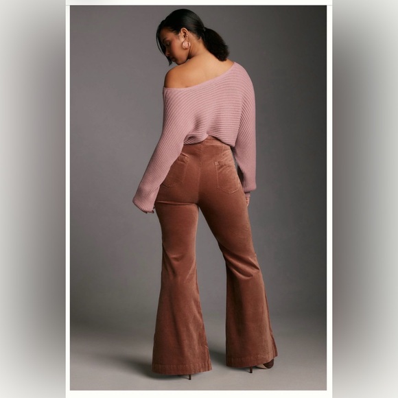 Pilcro by Anthropologie Velvet Pull-On Mid-Rise Retro Flare Jeans - Picture 3 of 8